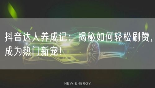 抖音达人养成记：揭秘如何轻松刷赞，成为热门新宠！