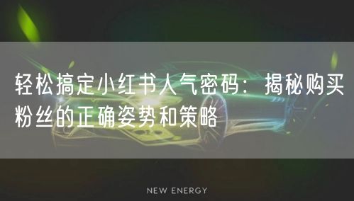 轻松搞定小红书人气密码：揭秘购买粉丝的正确姿势和策略