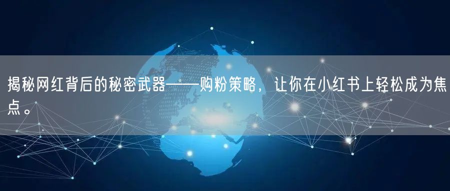 揭秘网红背后的秘密武器——购粉策略，让你在小红书上轻松成为焦点。