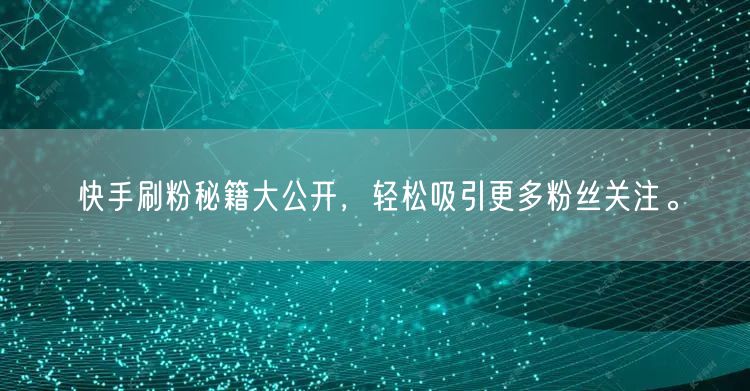 快手刷粉秘籍大公开，轻松吸引更多粉丝关注。
