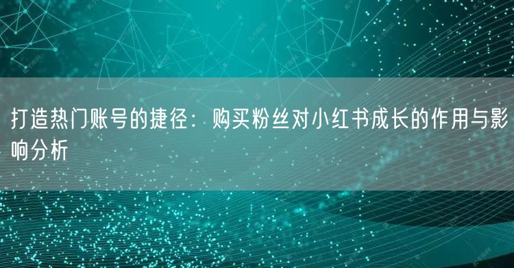 打造热门账号的捷径：购买粉丝对小红书成长的作用与影响分析