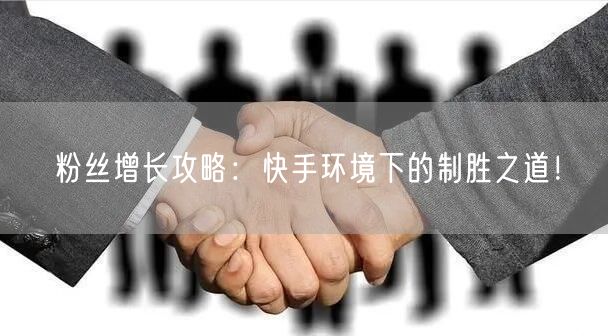粉丝增长攻略：快手环境下的制胜之道！