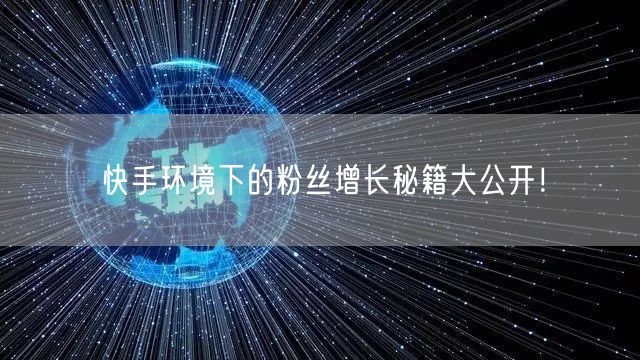 快手环境下的粉丝增长秘籍大公开！