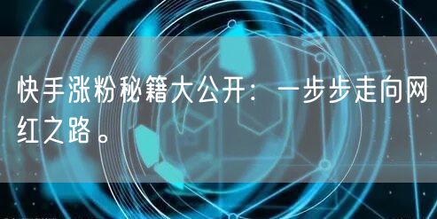 快手涨粉秘籍大公开：一步步走向网红之路。