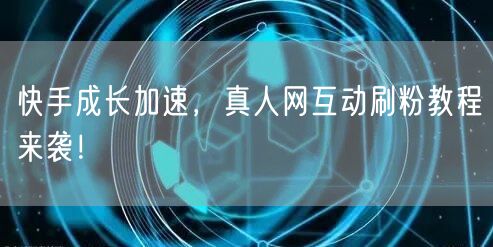 快手成长加速，真人网互动刷粉教程来袭！