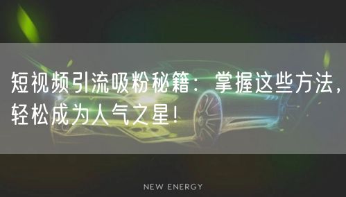 短视频引流吸粉秘籍：掌握这些方法，轻松成为人气之星！