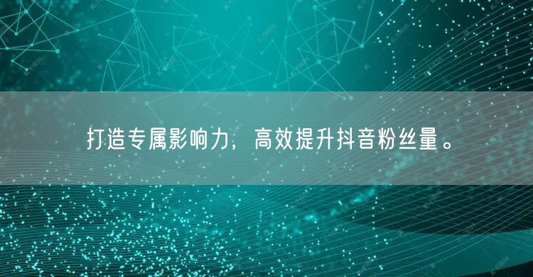 打造专属影响力，高效提升抖音粉丝量。