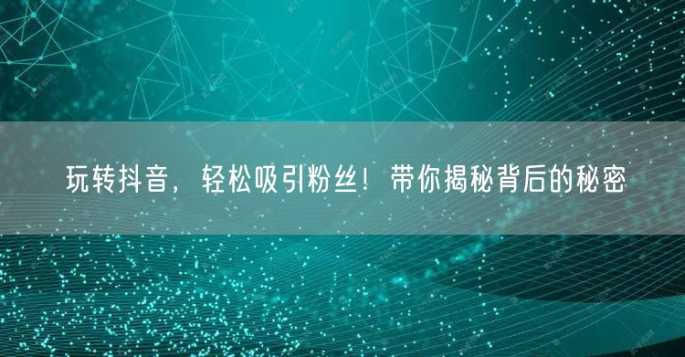 玩转抖音，轻松吸引粉丝！带你揭秘背后的秘密