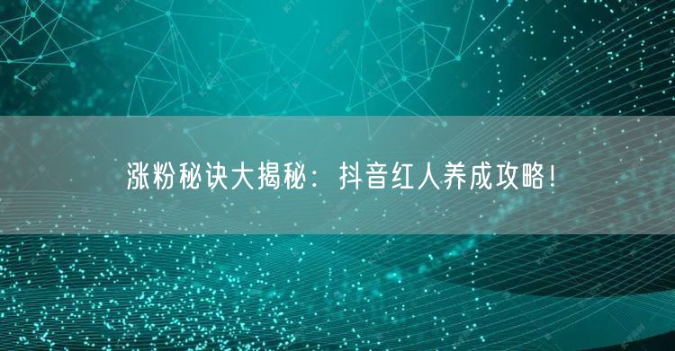 涨粉秘诀大揭秘：抖音红人养成攻略！
