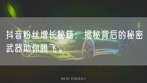 抖音粉丝增长秘籍：揭秘背后的秘密武器助你腾飞。