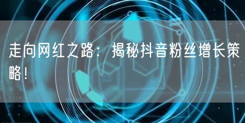 走向网红之路：揭秘抖音粉丝增长策略！