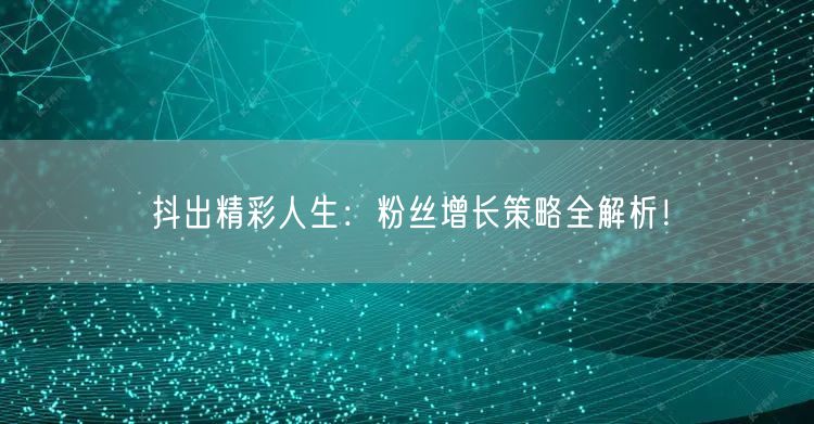 抖出精彩人生：粉丝增长策略全解析！