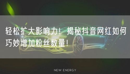 轻松扩大影响力！揭秘抖音网红如何巧妙增加粉丝数量！
