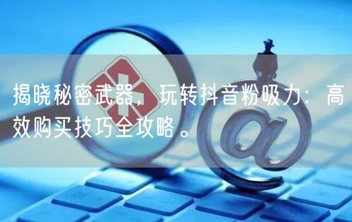 揭晓秘密武器，玩转抖音粉吸力：高效购买技巧全攻略。