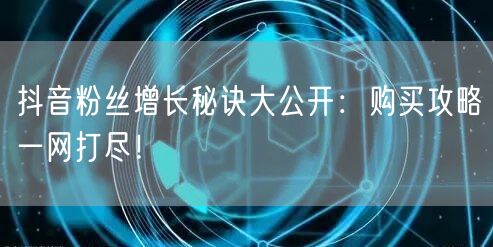 抖音粉丝增长秘诀大公开：购买攻略一网打尽！