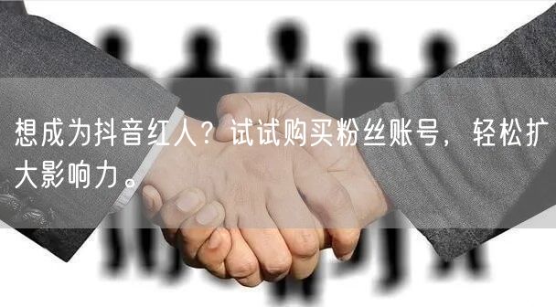 想成为抖音红人？试试购买粉丝账号，轻松扩大影响力。