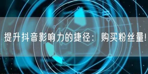 提升抖音影响力的捷径：购买粉丝量!