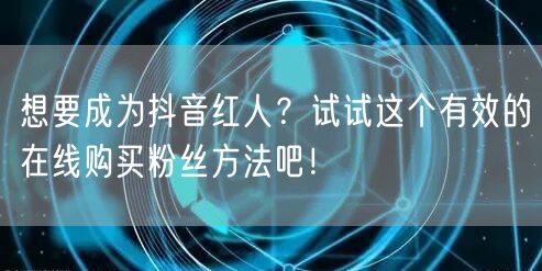 想要成为抖音红人？试试这个有效的在线购买粉丝方法吧！
