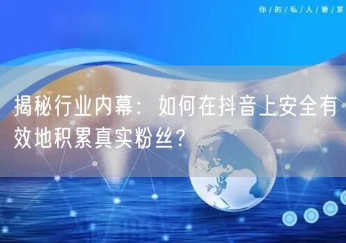 揭秘行业内幕：如何在抖音上安全有效地积累真实粉丝？