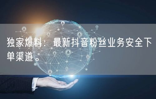独家爆料：最新抖音粉丝业务安全下单渠道。