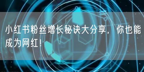 小红书粉丝增长秘诀大分享，你也能成为网红！