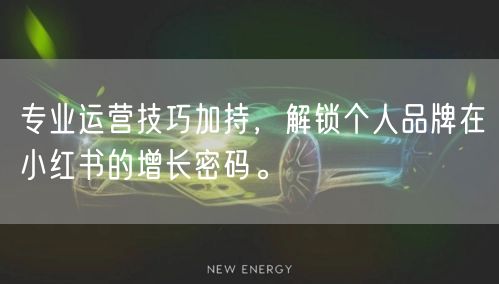 专业运营技巧加持，解锁个人品牌在小红书的增长密码。