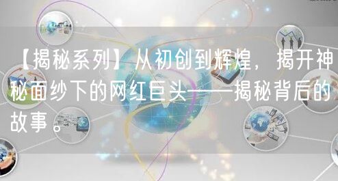 【揭秘系列】从初创到辉煌，揭开神秘面纱下的网红巨头——揭秘背后的故事。
